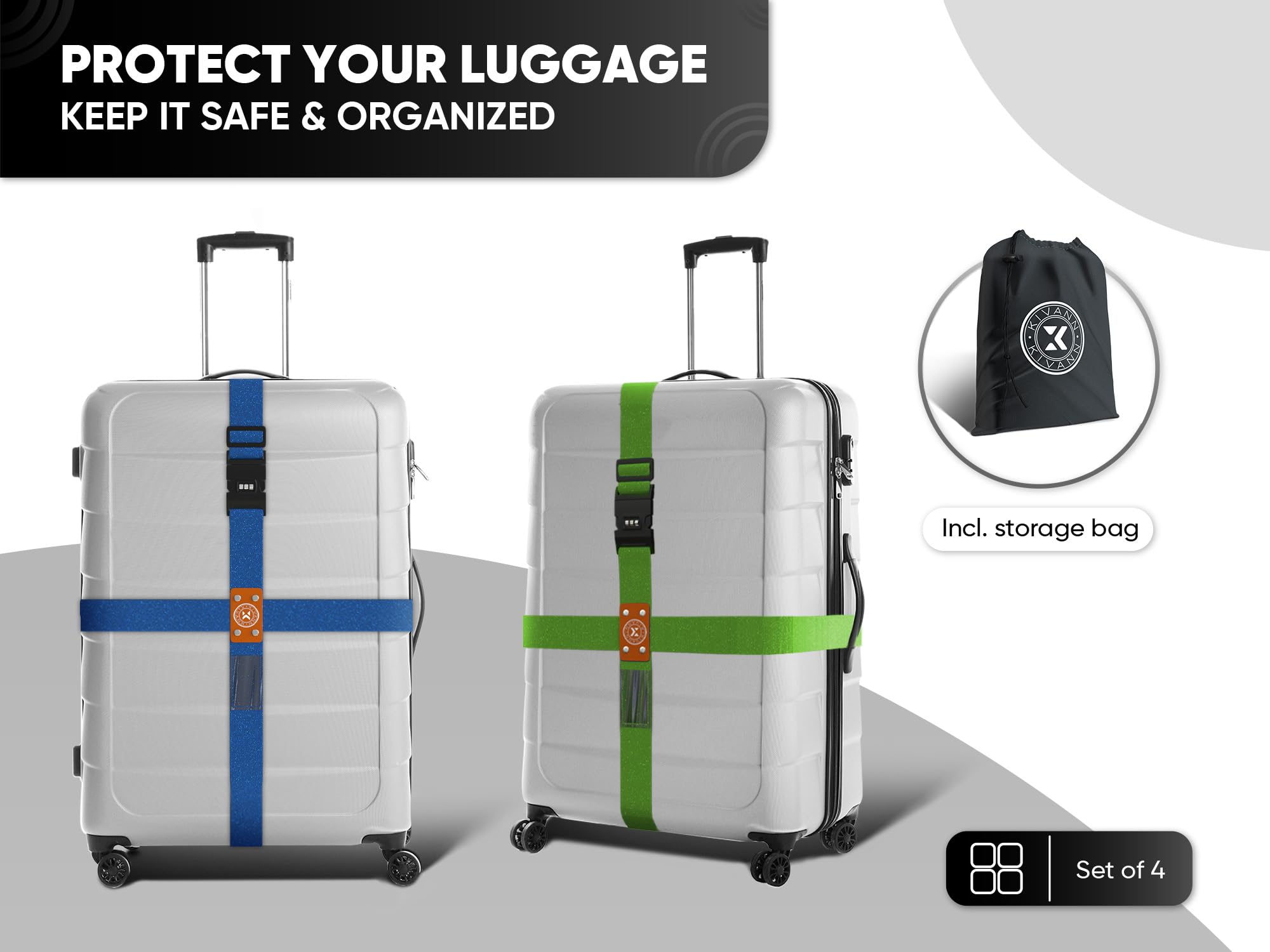 Correas Para Maletas De Viaje Correa Para Equipaje, Paquete De 4 Correas De Transporte, Cinturón Para Maleta, Accesorios De Viaje, Clip Para Maleta De Equipaje (verde) | Bodega Aurrera En Línea Correas