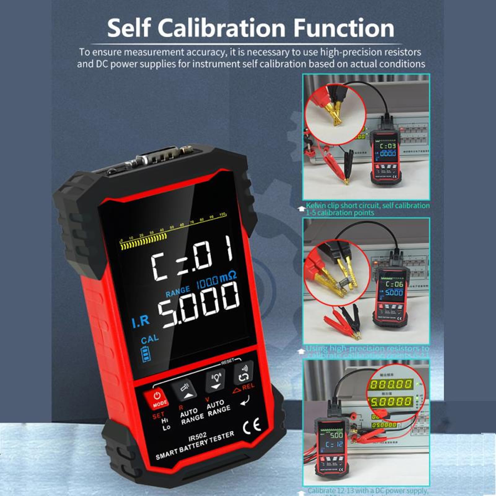 Tester digitale per batteria per auto, con tensione da 0 a 120 V CC e misurazione della resistenza interna da 0 a 500 Ω, allarme basso-alto, indicatore di salute, per moto,
