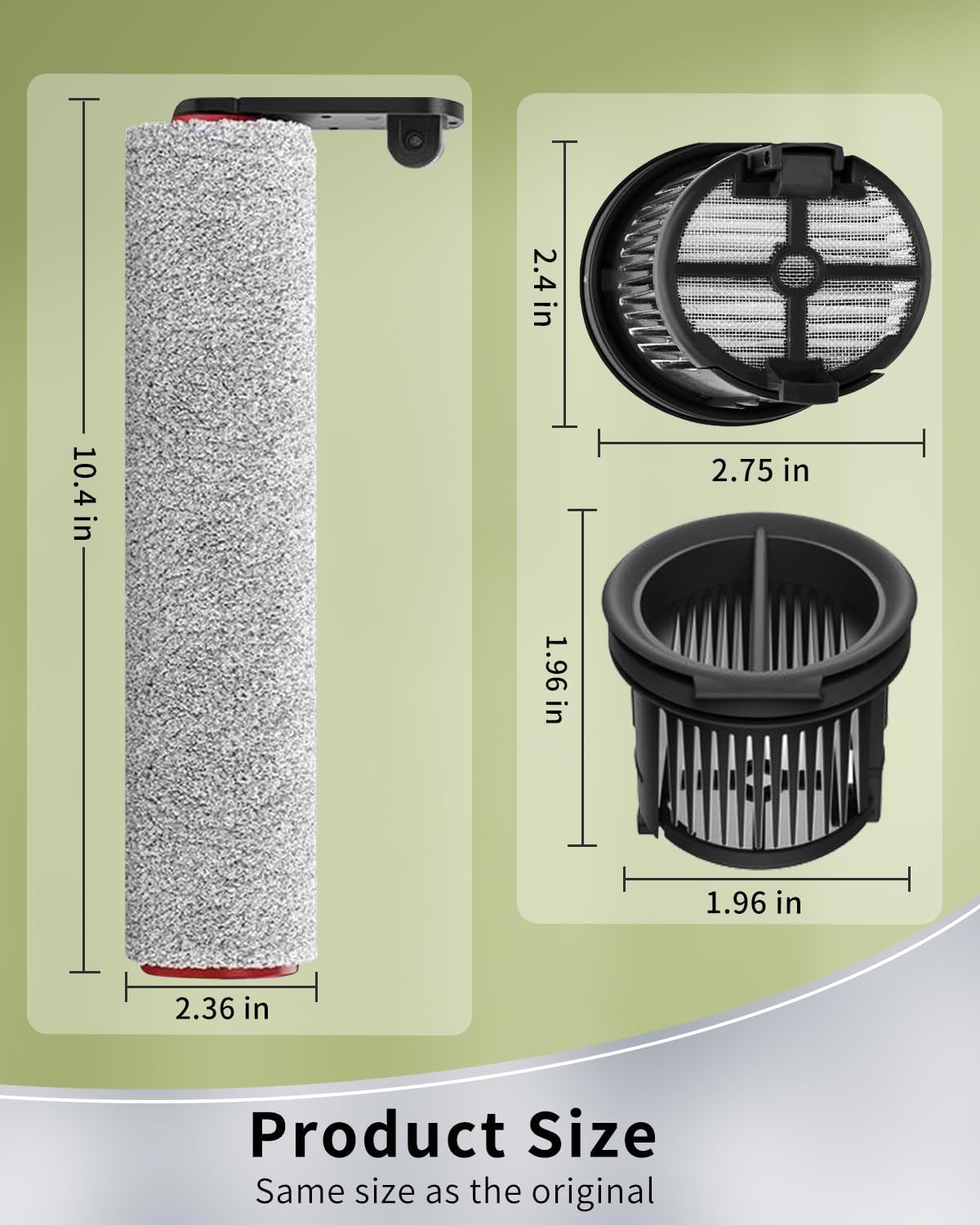 (7pcs) HEPA Filters & Replacement Parts Kit Brush Rollers Compatible For Dreame H14/H14 Pro/H14 Dual Wet Dry Vacuum Cleaner, Replacement Parts Accessories Kit Inclue 3 Vacuum Filter, 3 Brush Rollers