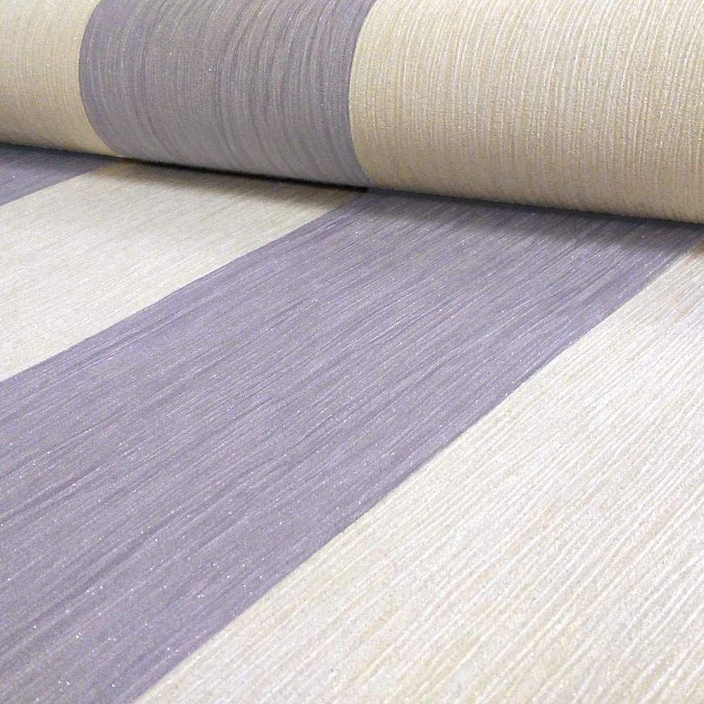 DEBONA Crystal Stripe Pattern Stripe Textured Glitter Vinyl Wallpaper (Ivory Silver 9013)