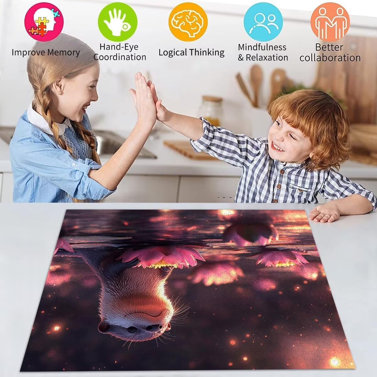 Puzzle Erwachsene 2000 Teile Otter Tier Educa Jigsaw für Kinder ab 8 Jahren Mädchen Jungen, Erwachsene Impossible Klassische Puzzles Schwer, Anspruchsvoll Spielspaß, Als Familienspiel 70x99cm t-928