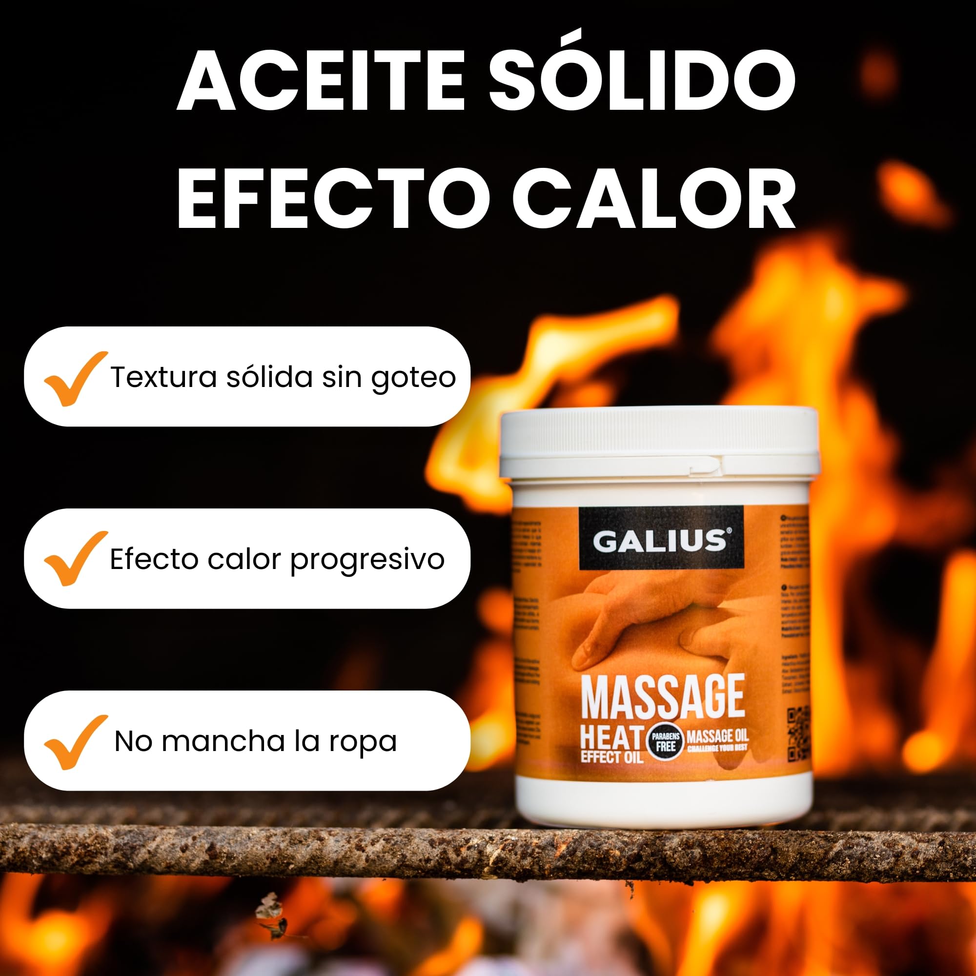 GALIUS - Aceite Sólido Efecto Calor para Masaje Deportivo - Aceite Masaje Fisioterapia con Extractos Naturales - Alivio Muscular - Aceite de Masaje Profesional - Crema Masaje Rápida Absorción 1000ml