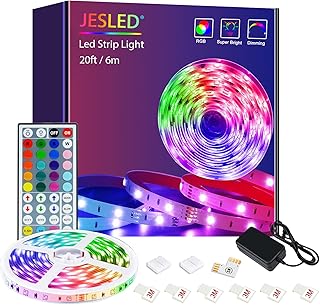 Striscia LED, Strisce LED, JESLED 6m(1*6m) RGB SMD 5050 con 44 Tasti Telecomando, 20 Colori 8 Modalità e 6 Opzioni DIY, Luci Colorate per Decorazioni, Cucina, Bar, Festa
