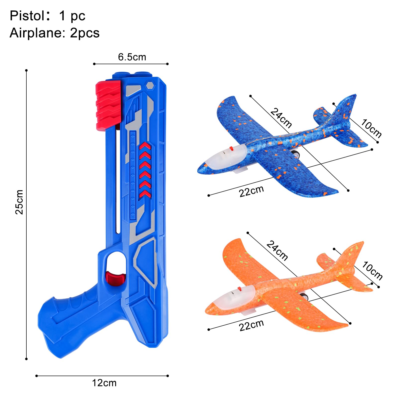 Avion Juguete Con Pistola, Aviones de Poliespan Avión Volador Planeadores Espuma Corcho Juego de Tiro Aire Libre Infantil Regalo Navidad Cumpleaños Pascua para Niños Niñas 3-8 Años