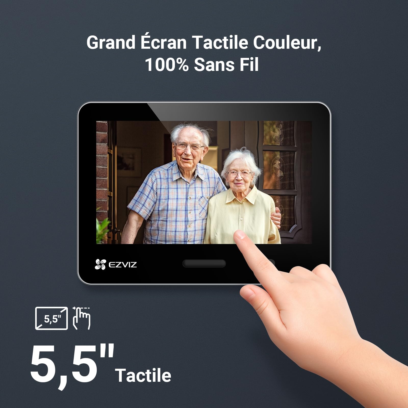 EZVIZ EP4 Argent Visiophone Connecté Interphone Vidéo 4K Écran Tactile 5,5 Reconnaissance Faciale IA Batterie 7100mAh