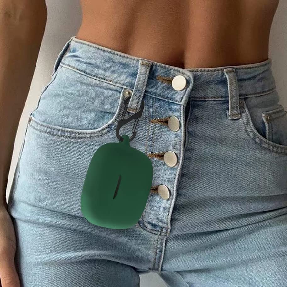 Image of Silicone Case Cover Compatible with Sennheiser Sport True Wireless /CX True Wireless /CX Plus /CX Plus SE Earbuds - with Aluminium Hook (Earbuds & Charging Case Excluded) (Green)