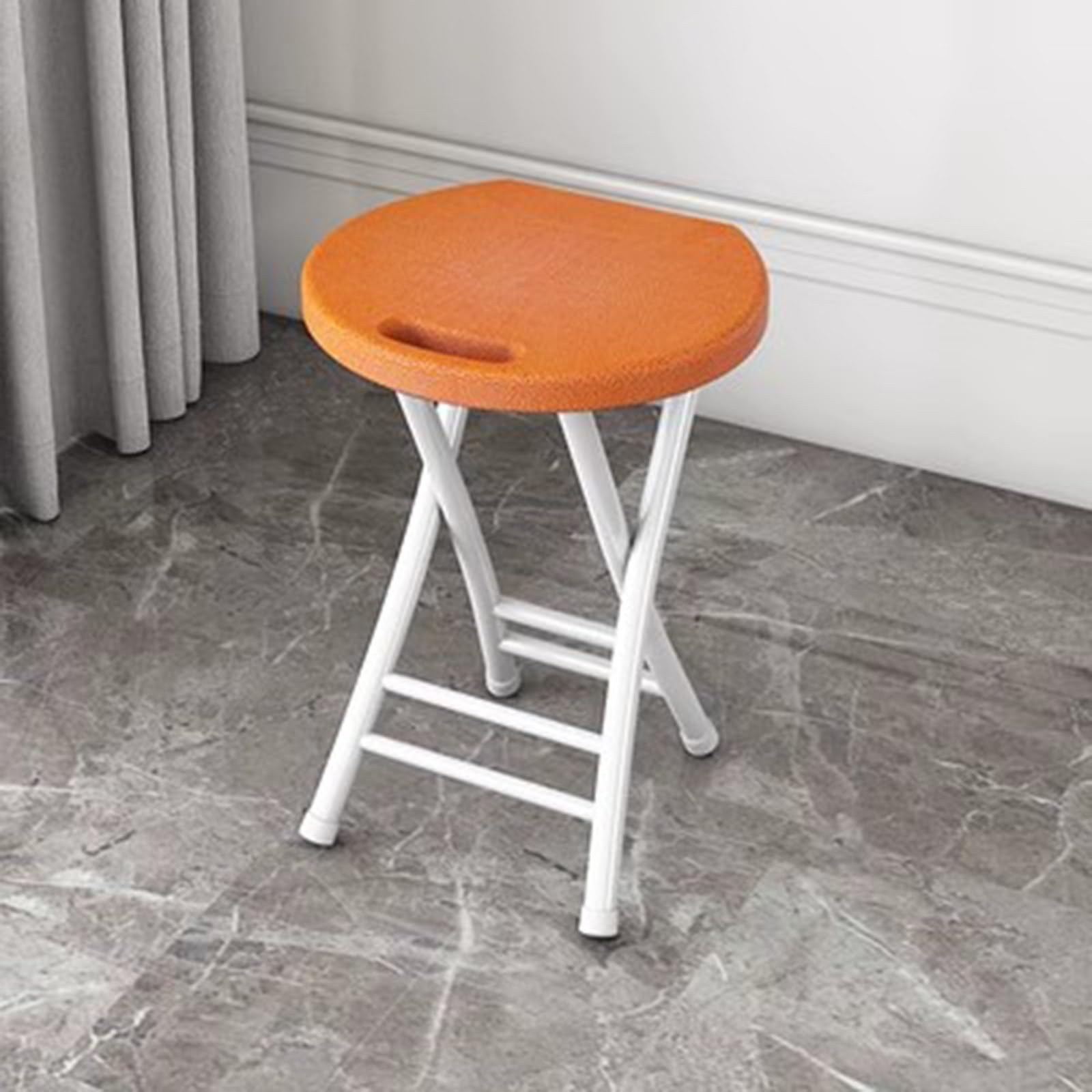 LHX Adult high round stool simple outdoor portable, living room dormitory small chair, thickened plastic folding stool (Color : Orange)