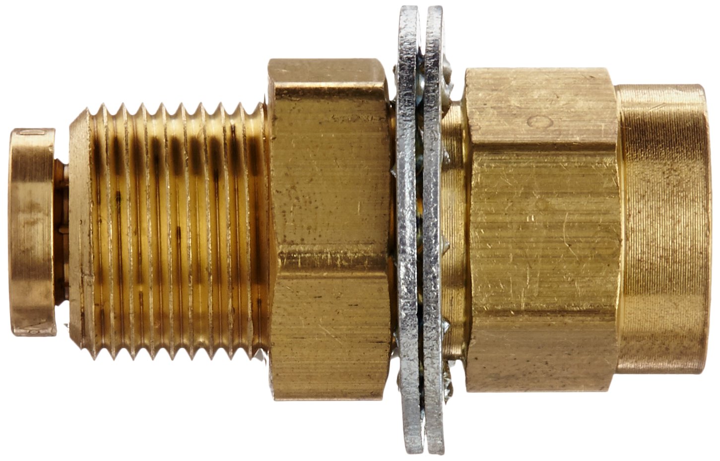 Eaton Weatherhead 1873X4X4 Brass CA360 D.O.T. Air Brake Tube Fitting, Female Bulkhead Union, 1/4