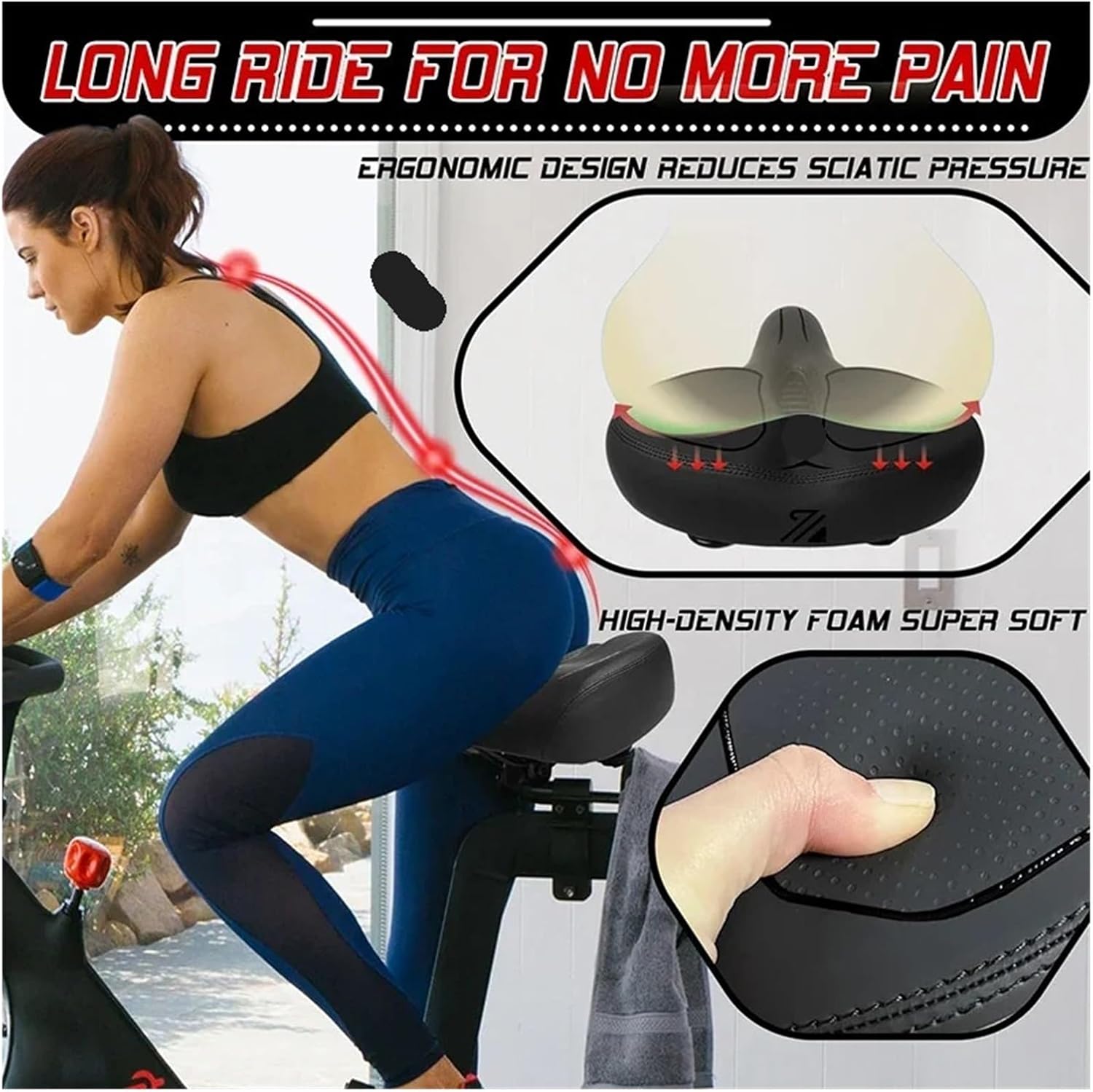 Oversized Bicycle Saddle Shock-Absoption Widen Thicken Bike Ergonomic Soft Comfortable SeatCushion Cycling Parts