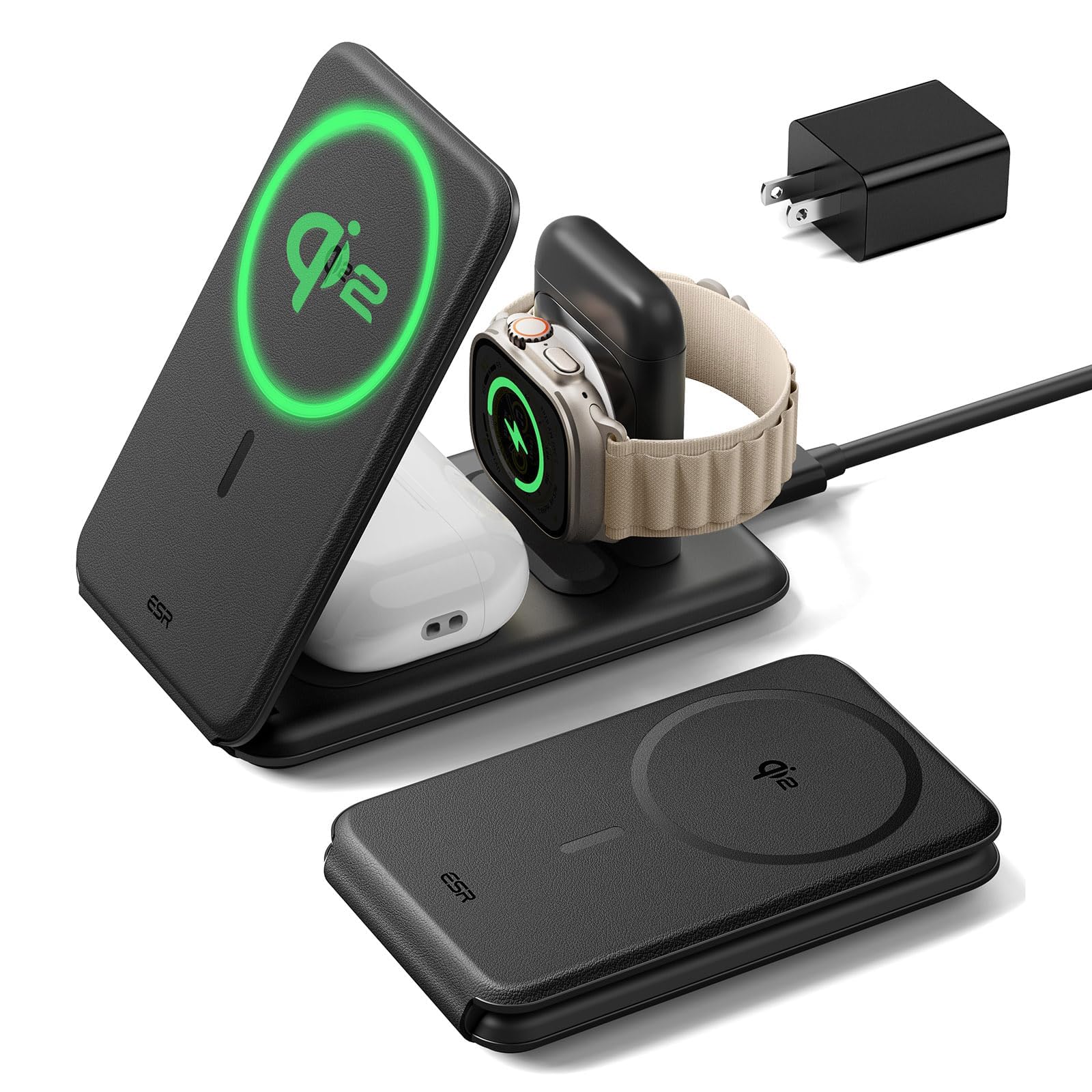 Amazon.co.jp: ESR Qi2 3-in-1ワイヤレス充電器 iPhone & Apple