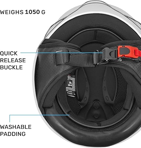Miniatura 3 de Westt Casco de 34 de cara abierta para motocicleta con visera limpia - Casco vintage para ciclomotor y scooter aprobado por DOT para hombres y