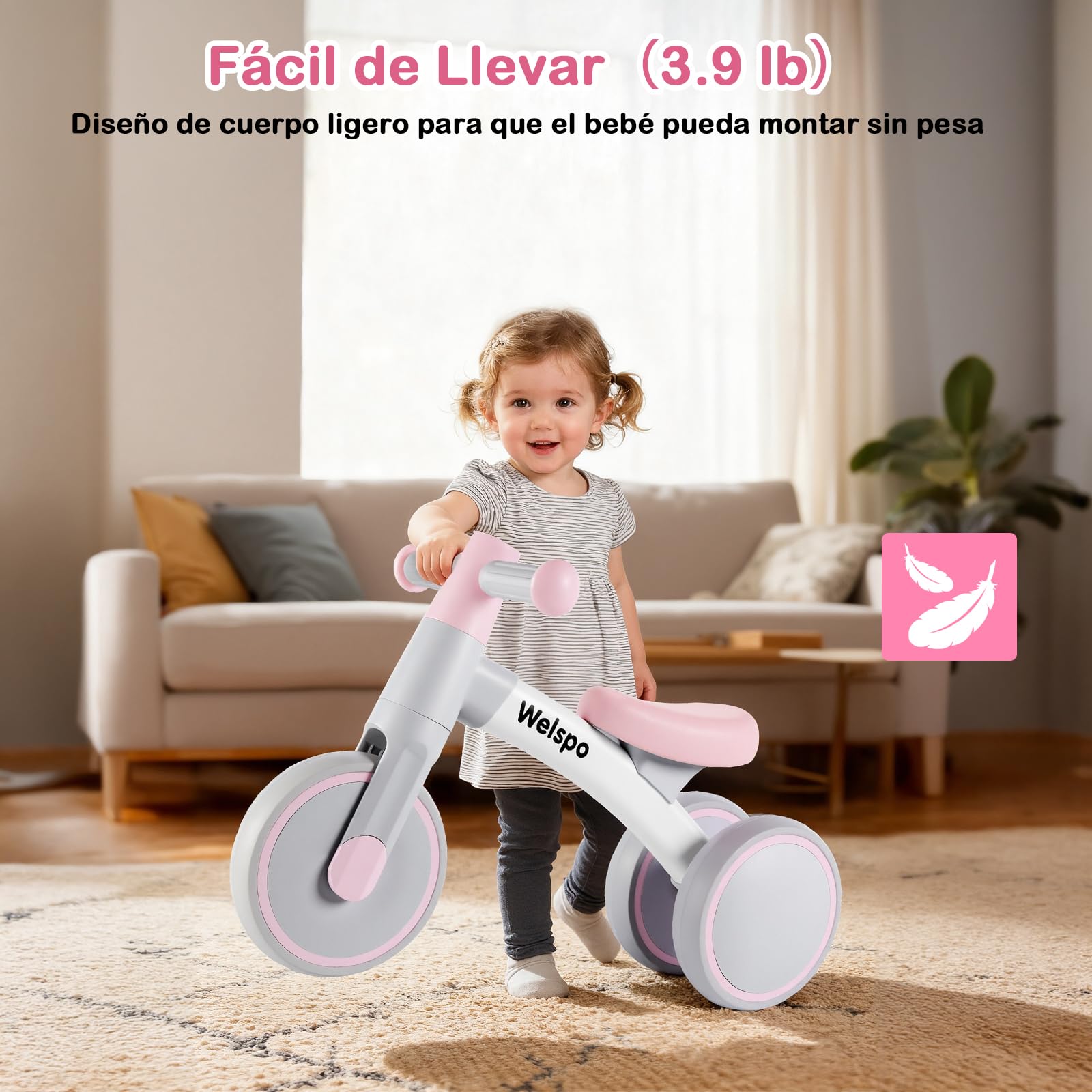 welspo Bicicleta de Equilibrio, Bicicleta Segura para Niños a Partir de 1 año, Bicicleta Bonita Resistente para Niños, Cómoda y Ligera para niños niñas como Regalo y Juguete
