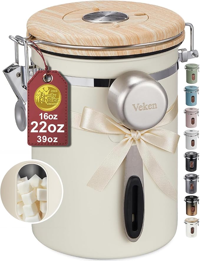 Veken Coffee Sugar Canister with Window, Mothers Day Gifts For