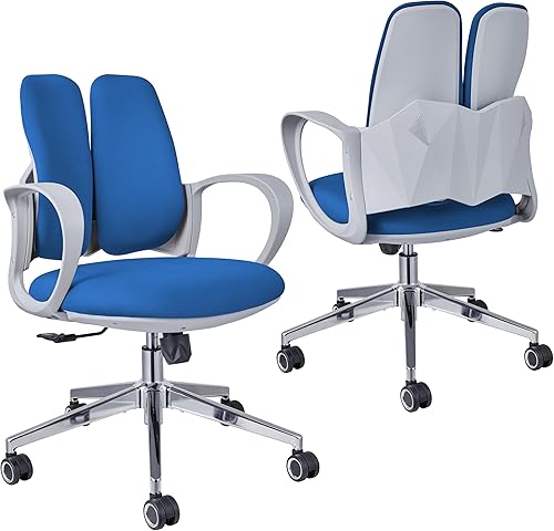 Miniatura 1 de Silla de oficina ergonómica de escritorio con respaldo doble, silla de computadora con soporte lumbar flexible y altura ajustable, asiento extra