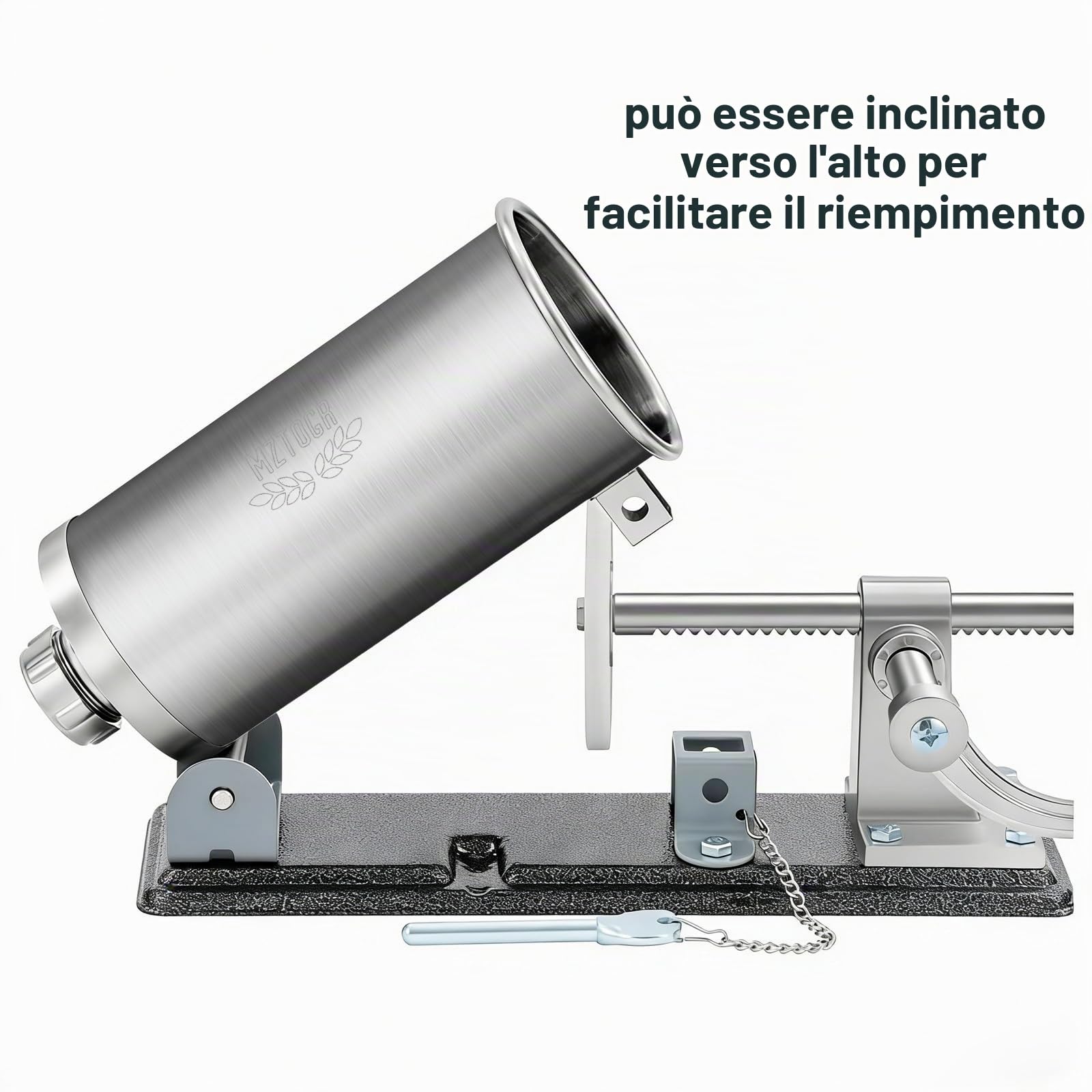 MZTOGR Riempitore per salsicce – Macchina per salsicce manuale fatta in casa in acciaio inox, macchina da cucina per riempimento di carne, confezione da 8 tubi (MZ-HOR-2.5LBM)
