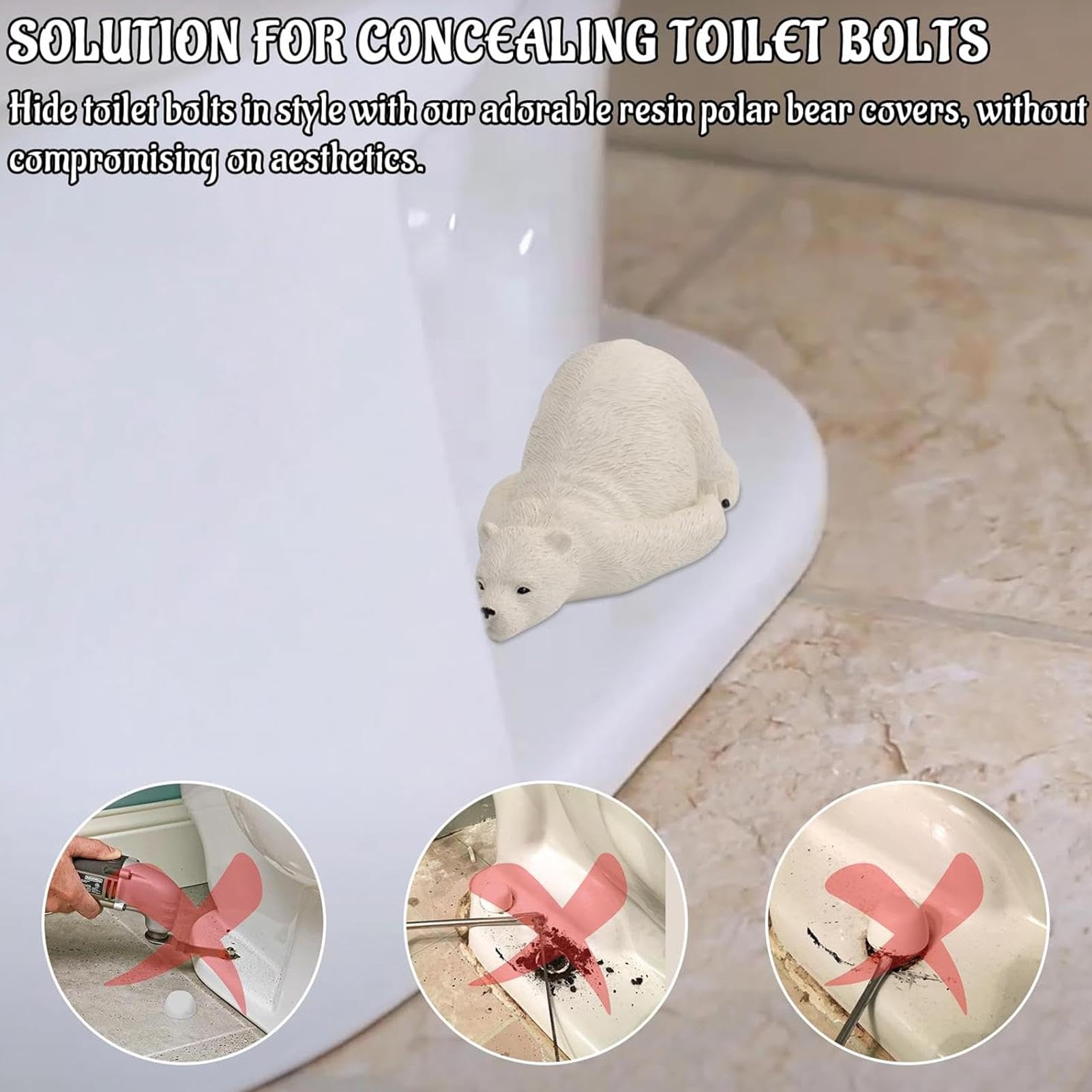 WC-Bolzenkappen 'Eisbär' – Verspielte Abdeckung Fürs Badezimmer