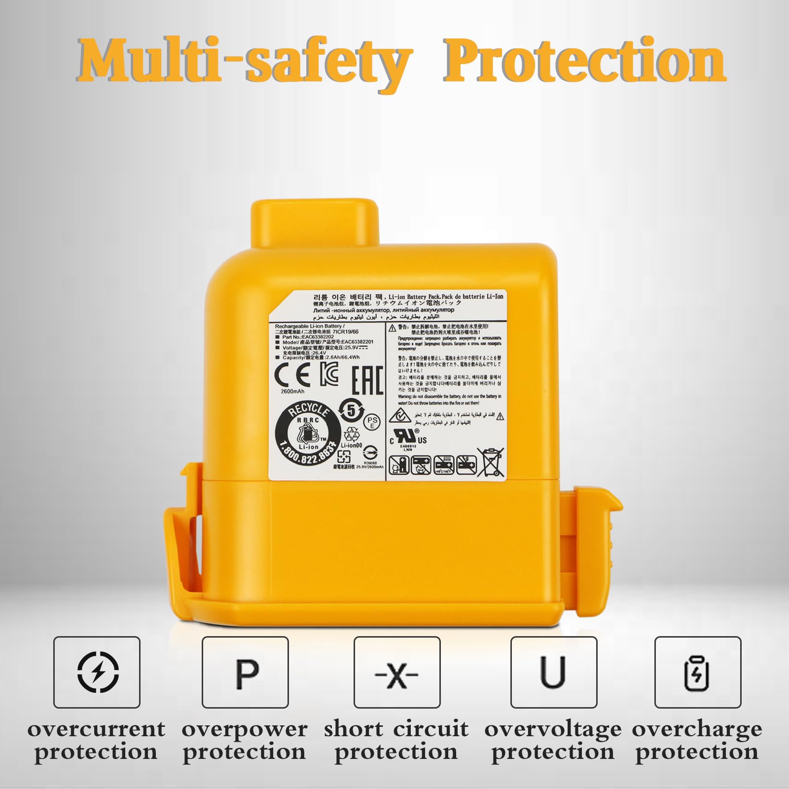 EAC63382201 Batteria per LG Cord Zero A9 A9+ A916 A916BM A9MAX A9K-CORE A958 A958SA A958SK A9M A905M A9MULTI A9PETNBED A905RM A907GMS A908MVR A9ESSENTIAL Vacuum EAC63758601 EAC63382202 MEV65921201