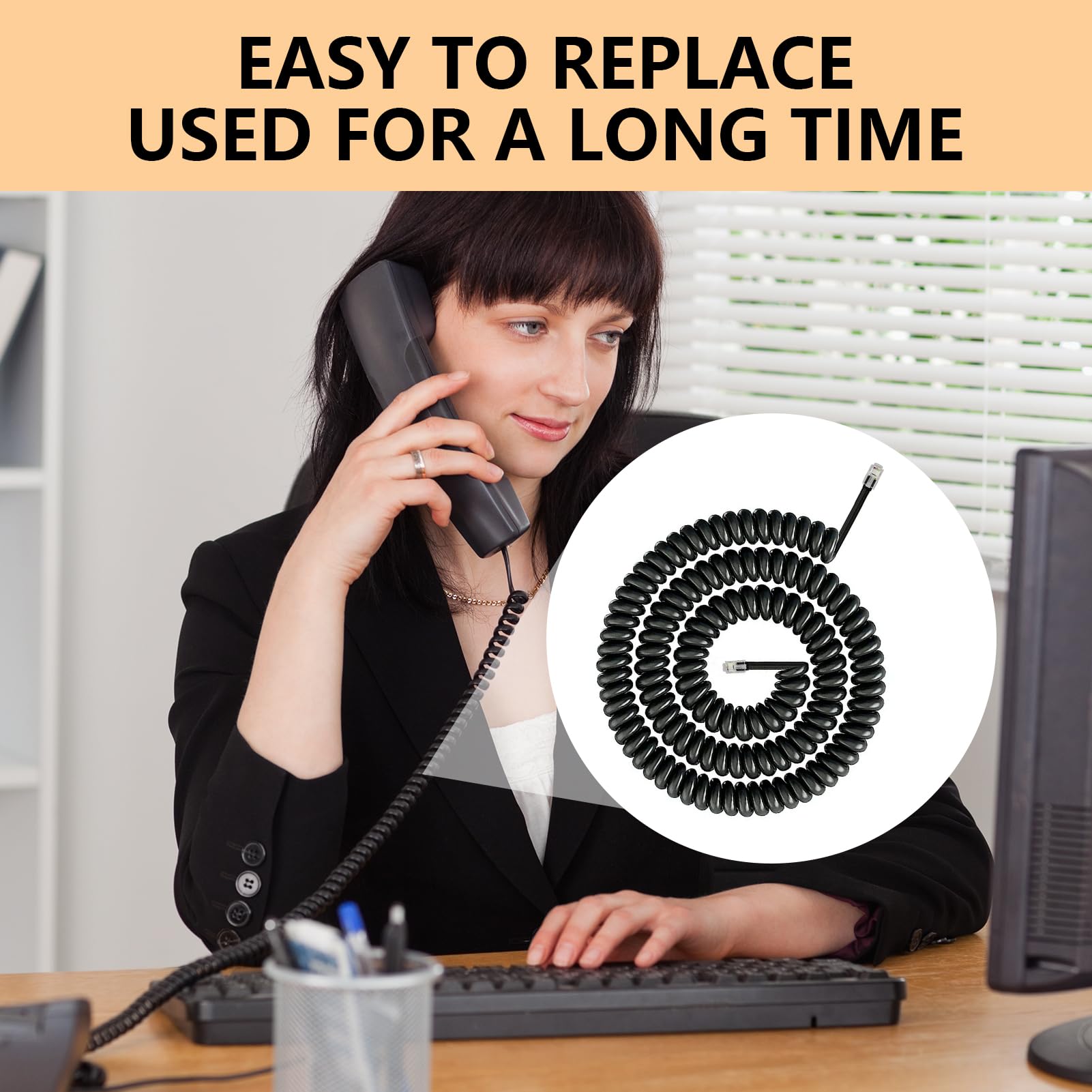 Riybyds Telefonkabel 5m Spirale - RJ9 Zu RJ9 Schwarz