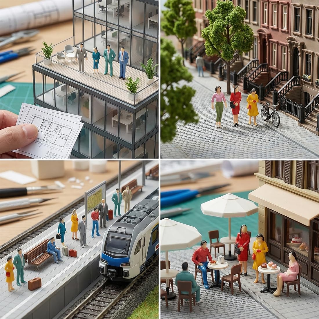 Set di 40 Miniature, Figure in Miniatura per Modellismo Ferroviario, Personaggi Giocattolo (Scala 1:50)