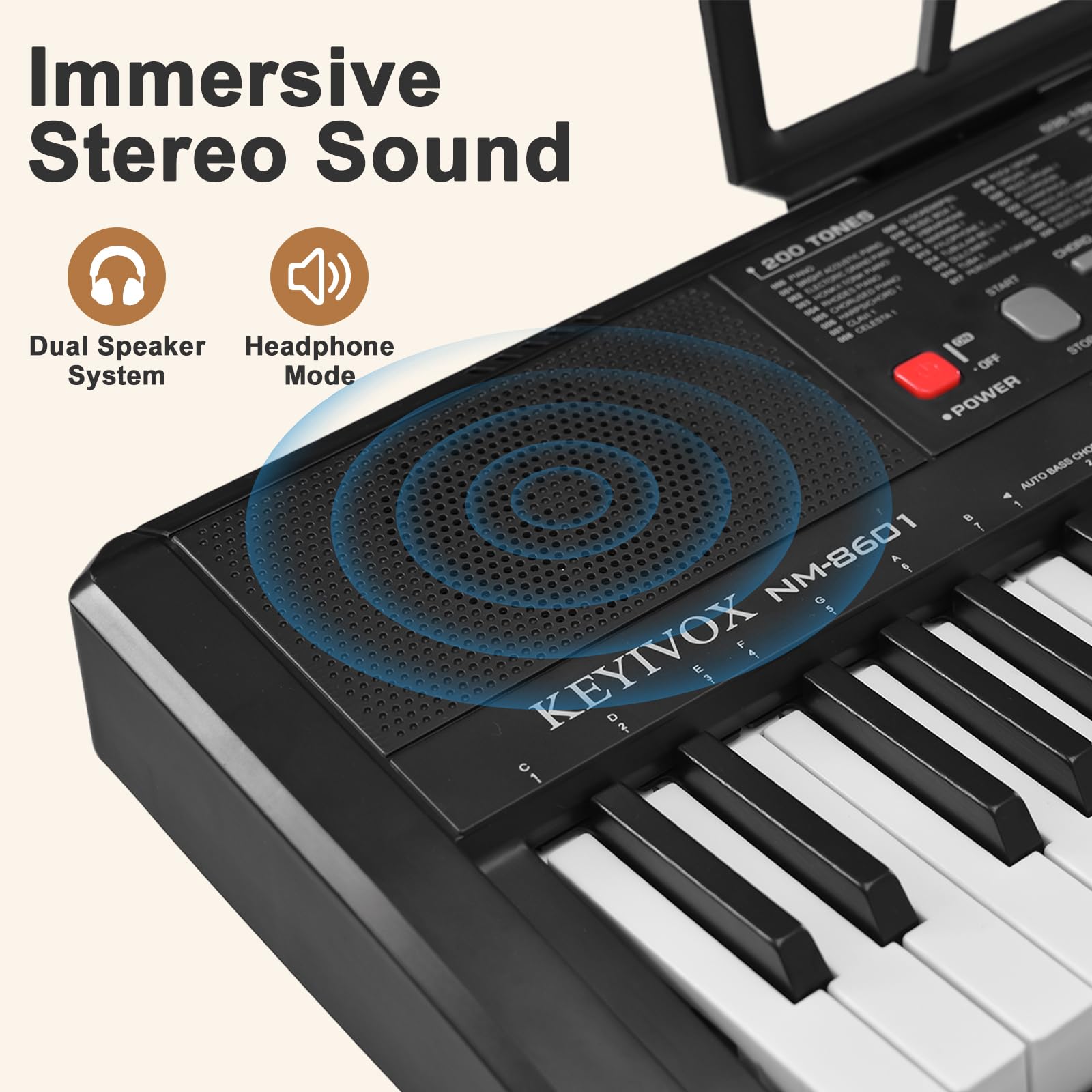 Amazon.com: KEYIVOX 61-Key Portable Electronic Piano Keyboard with