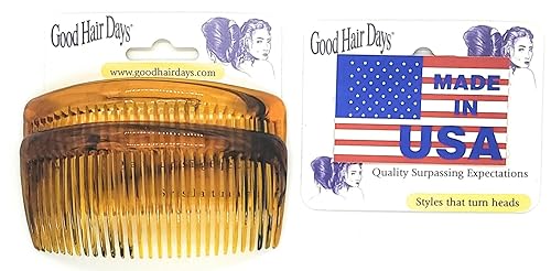 Good Hair Days Peines laterales de Estados Unidos, 2 peines curvados grandes para el pelo de concha de tortuga para mujeres, giro francés, peinado