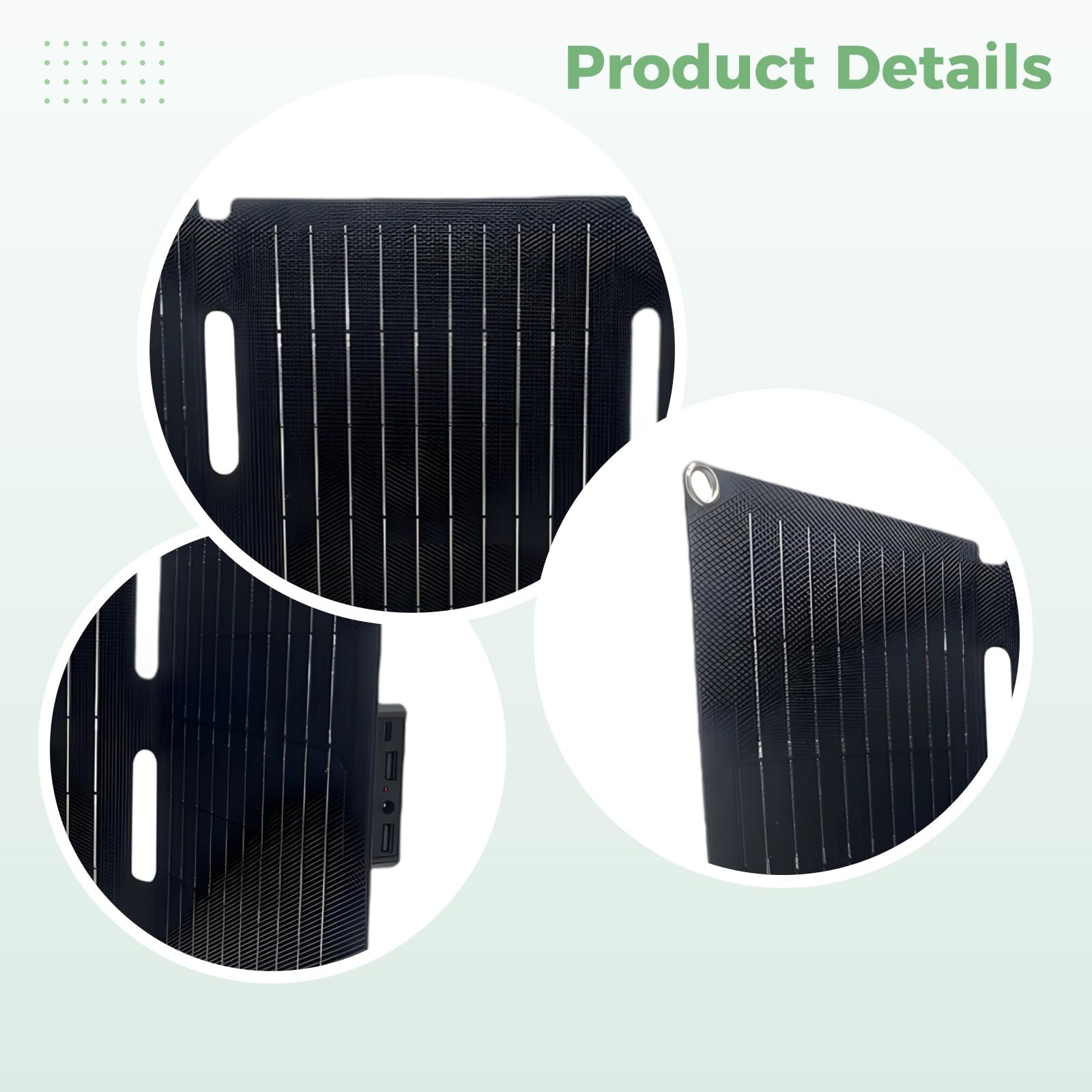 Cargador de panel solar portátil de 30 W, panel solar monocristalino plegable USB C ETFE, 12 V, excelente rendimiento, incluye cargador de coche, clips de cocodrilo y mosquetones, tasa de eficiencia