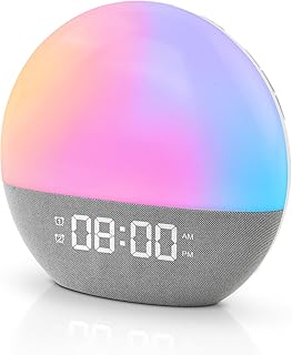 Tageslichtwecker,Sonnenaufgang Wecker,Lichtwecker,Sunrise Alarm Clock,Lichtwecker Sonnenaufgang,10 Farblicht,20 Helligkeitsstufen,Doppelt Alarm und Snooze,Für Schlafzimmer,Erwachsene,Kinder