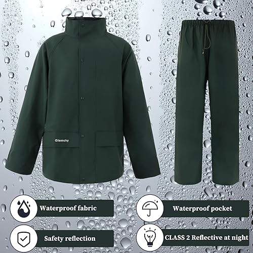 Miniatura 4 de Rain Suit For Men & Women Waterproof Heavy Duty Rain Gear Reflective Jacket for Fishing Outdoor Work Raincoats