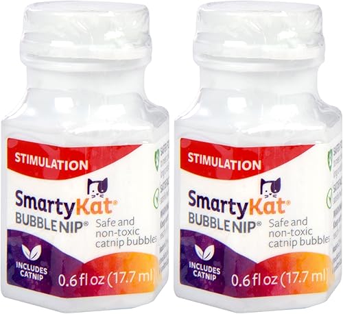 Vista 9 de SmartyKat Bubble Nip - Burbujas de hierba gatera para gatos y gatitos, seguras para mascotas, tamaño de prueba, 0.6 onzas líquidas