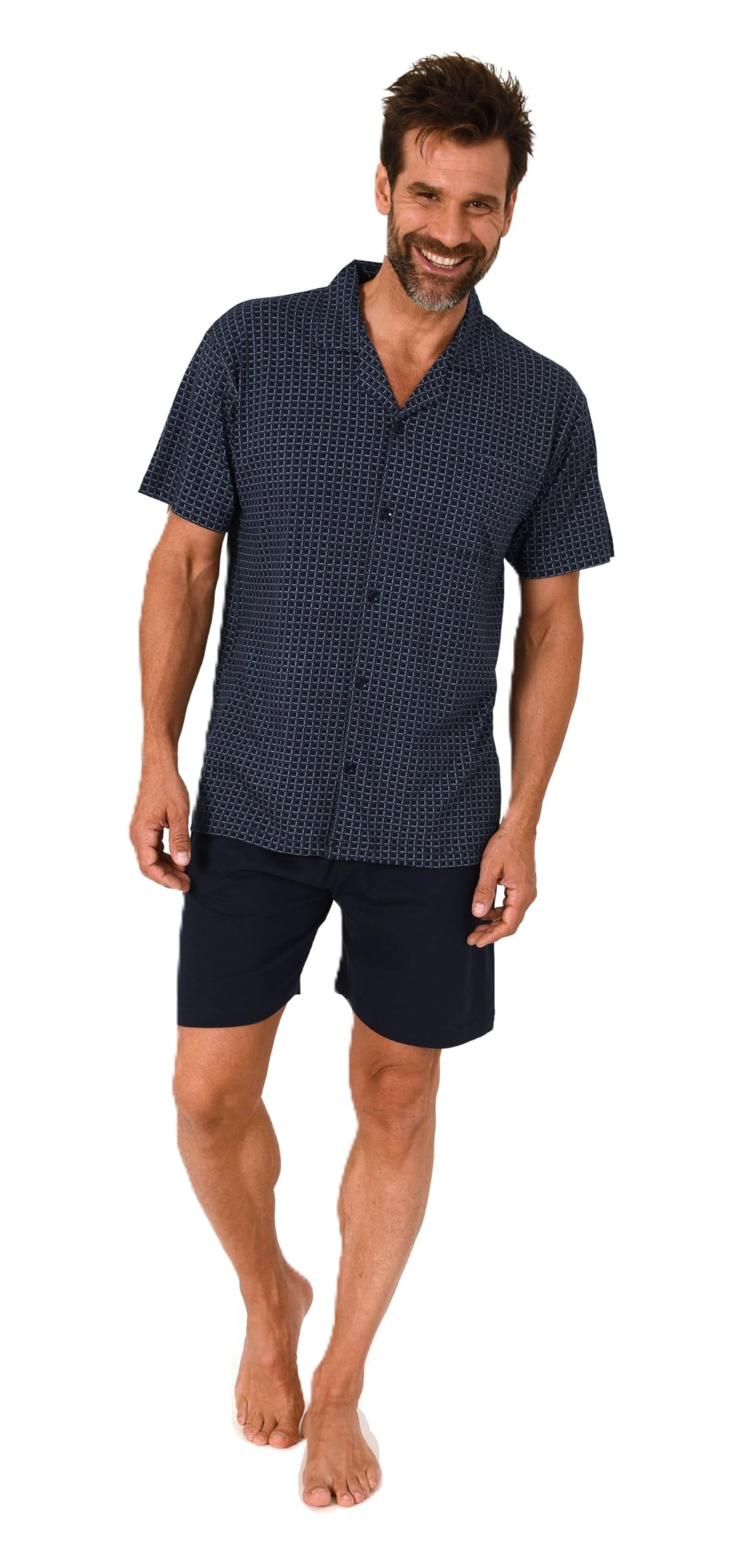 Normann Herren Kurzarm Schlafanzug Shorty Pyjama zum durchknöpfen, auch in Übergrössen