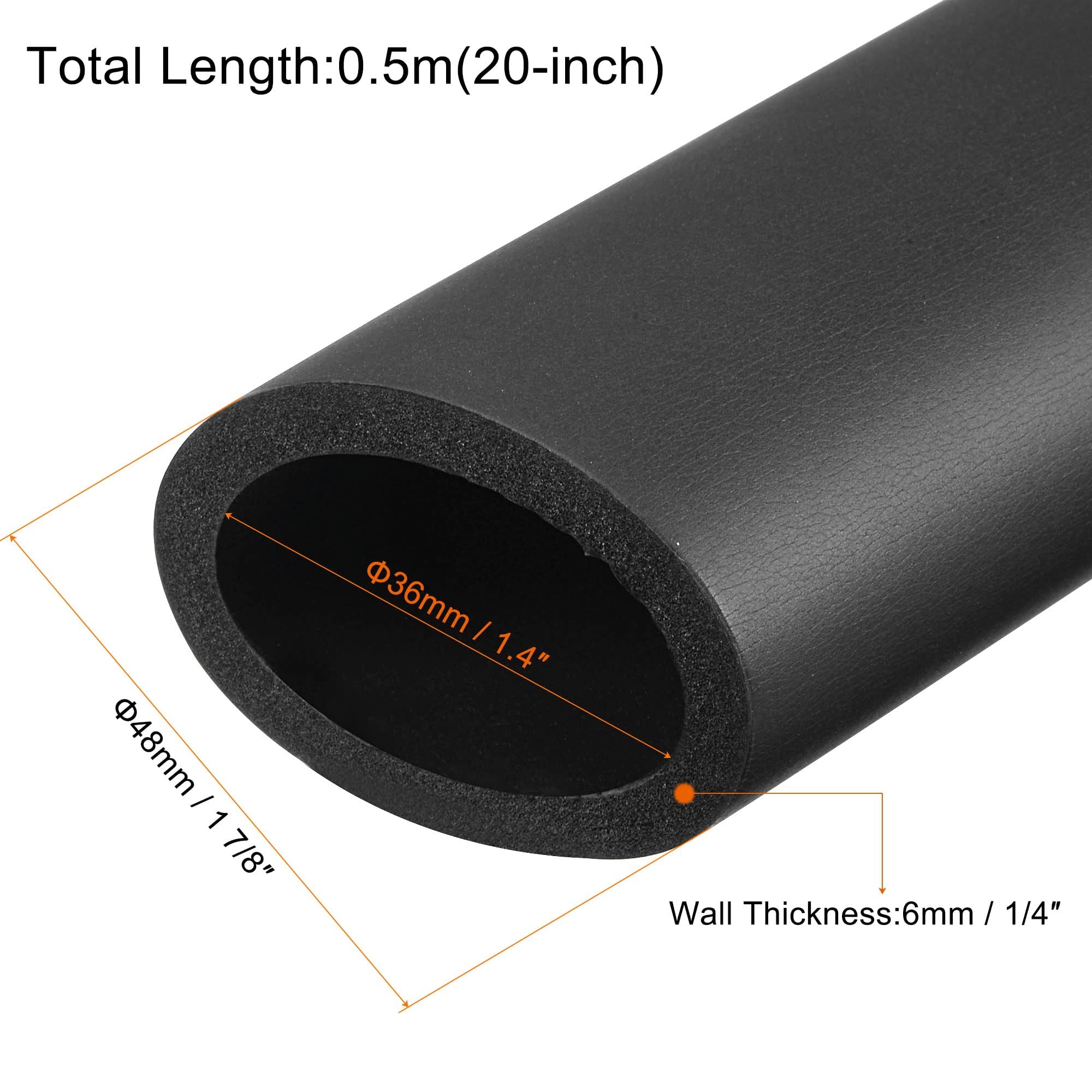 TOP-VIGOR Uchwyty do rur piankowych 36 mm ID 1/4" (6 mm) grubość ściany 50 cm czarne antypoślizgowe do fitnessu, wsparcie uchwytu narzędzi