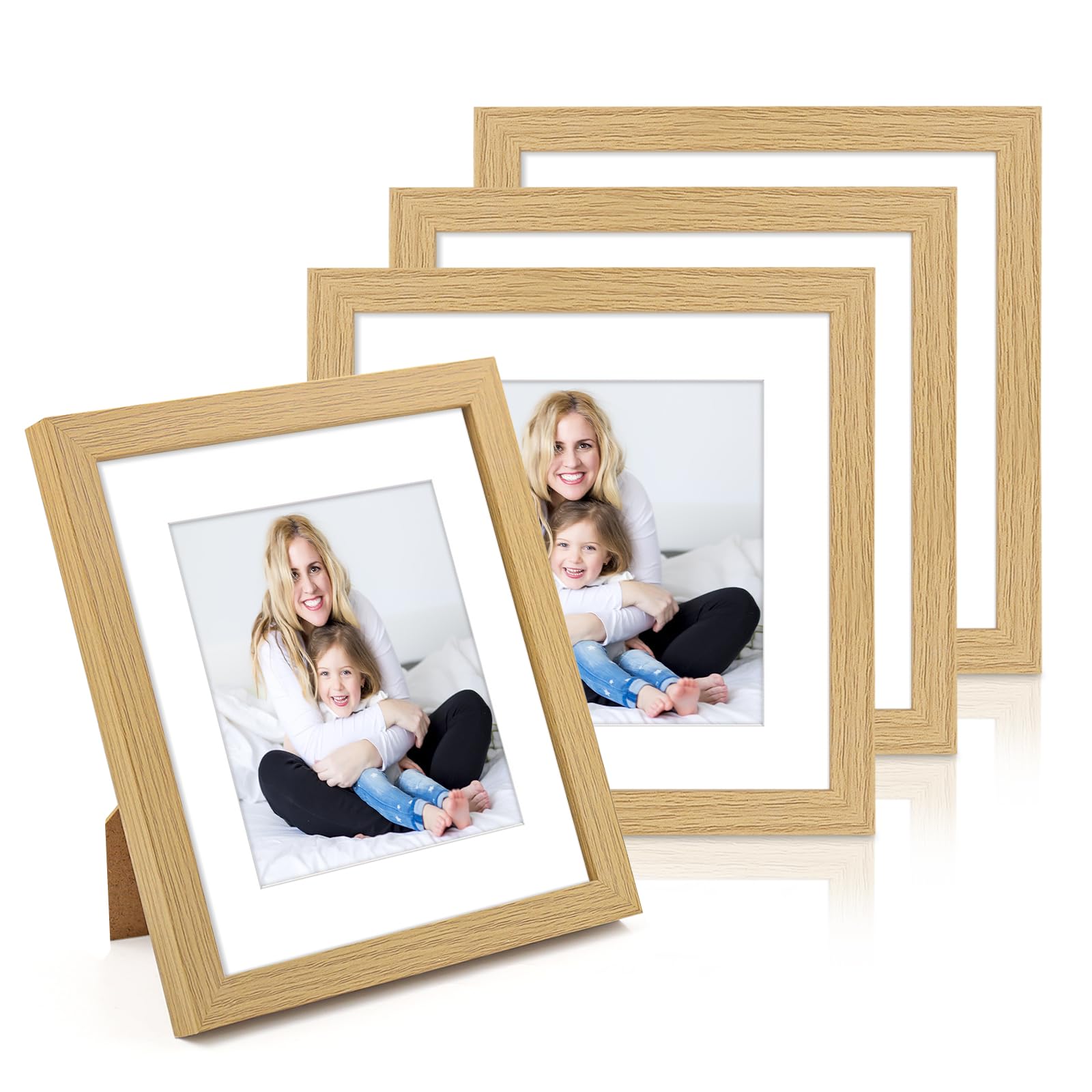 WenYa 8x8 Oak Photo Frames, 4 Pack 8x8 Picture Frames Wall and Desktop Horizontal Vertical 20.3x20.3cm Frames for Family Pictures Display (Oak, 8x8-4pack)