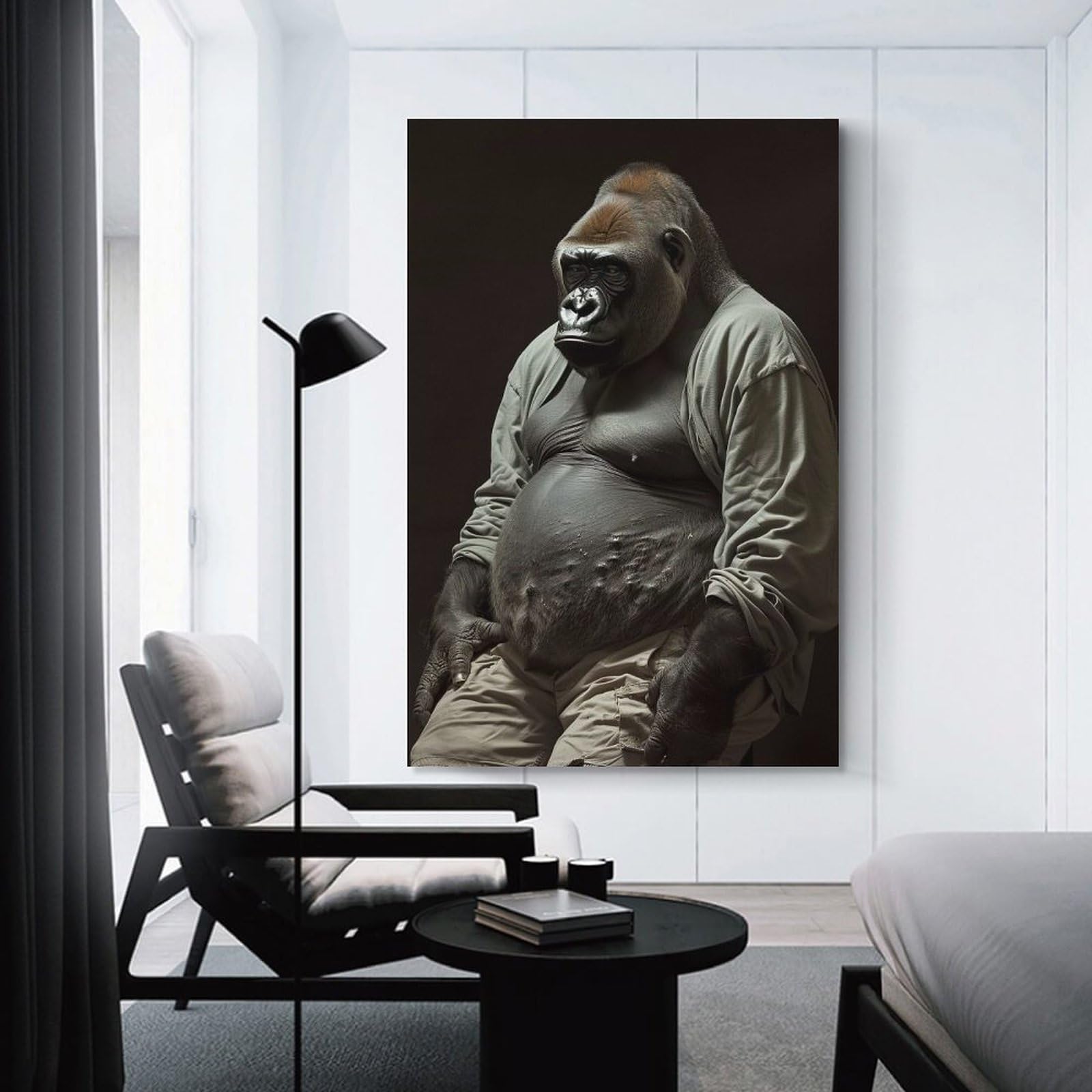 Junmoney Canvas Wall Decor Gorilla Fat, 20x30inch(50x75cm), for Restful Interiors, Bedrooms Or Small Rooms, Canvas Wall Decor for Personal Spaces