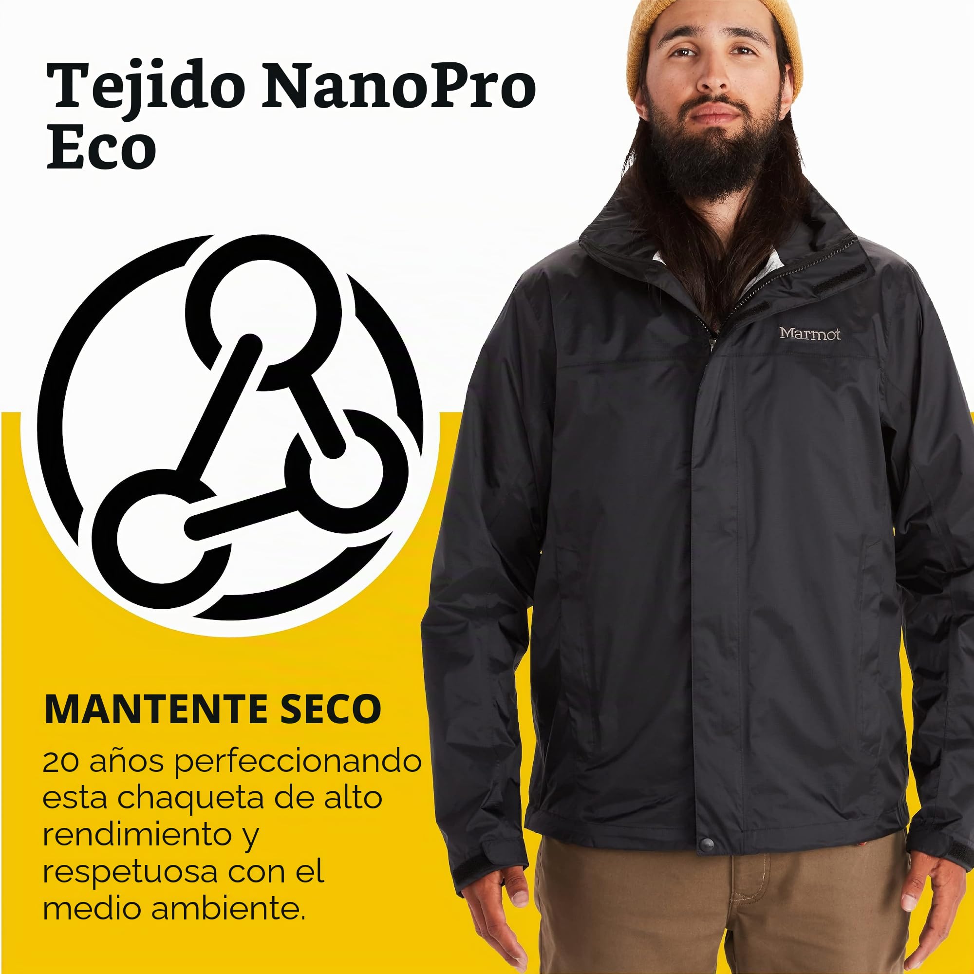 Marmot Chaqueta PreCip Eco para hombre, impermeable, impermeable, impermeable, impermeable, impermeable, transpirable, plegable, cortavientos, ideal para ciclismo y senderismo, Moon River