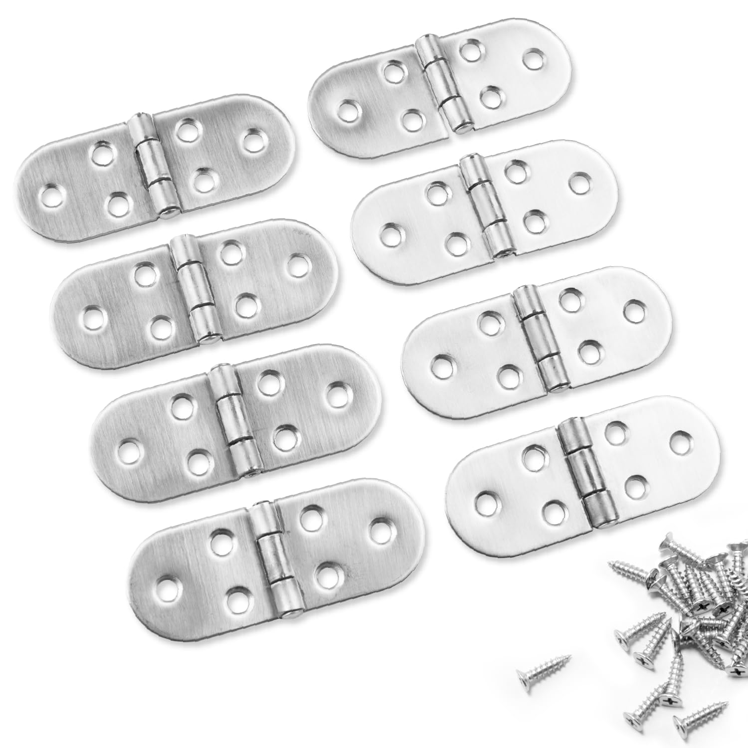 8 Pcs Folding Flip Top Hinges, 180 Degree Backflap Hinge with Round Edge, Stainless Steel Counter Flap Hinge, Small Hinges for Wooden Boxes Furniture Kitchen Cabinet Cupboard Door Hingess (Silvery)