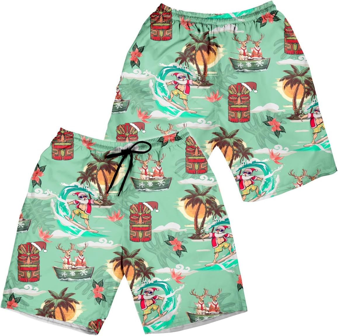 ACEPrints Funny Colorful Hawaiian Shorts Men Blue Mens Shorts Pattern Shorts for Men Swim Trunks