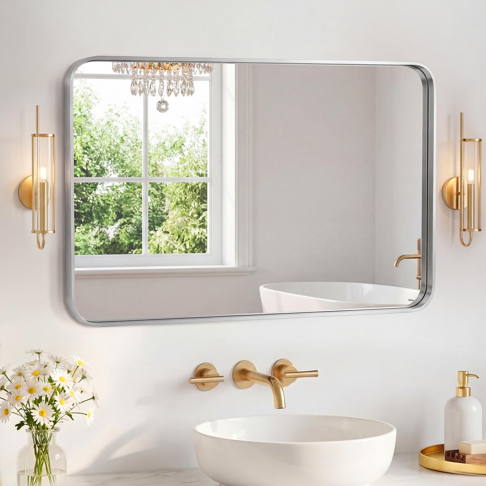 Sweetcrispy Bathroom Mirror 40x24 Inch, Vanity Mirror for Wall