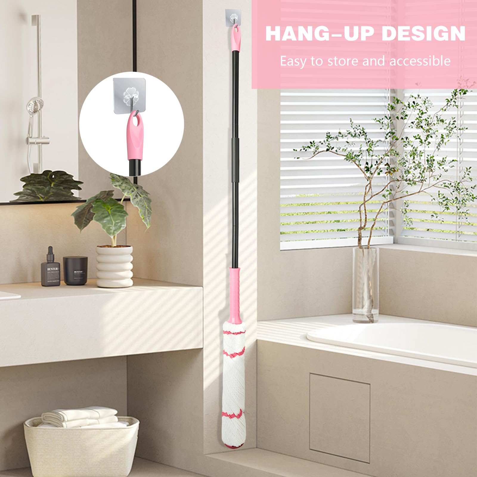 Trapeador giratorio autoescurridor para limpieza de suelos, mango largo de 57 pulgadas, mopa de microfibra resistente para mojar azulejos, madera dura, cocina, baño, patio, garaje, limpieza