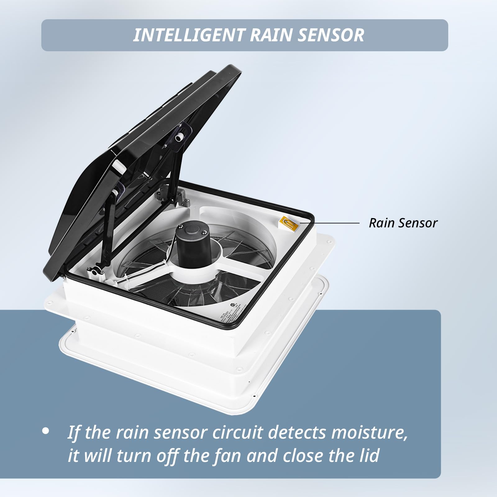 RV Roof Vent Fan 14" 12V Remote Control Roof Vent Low Noise For - Foto 7