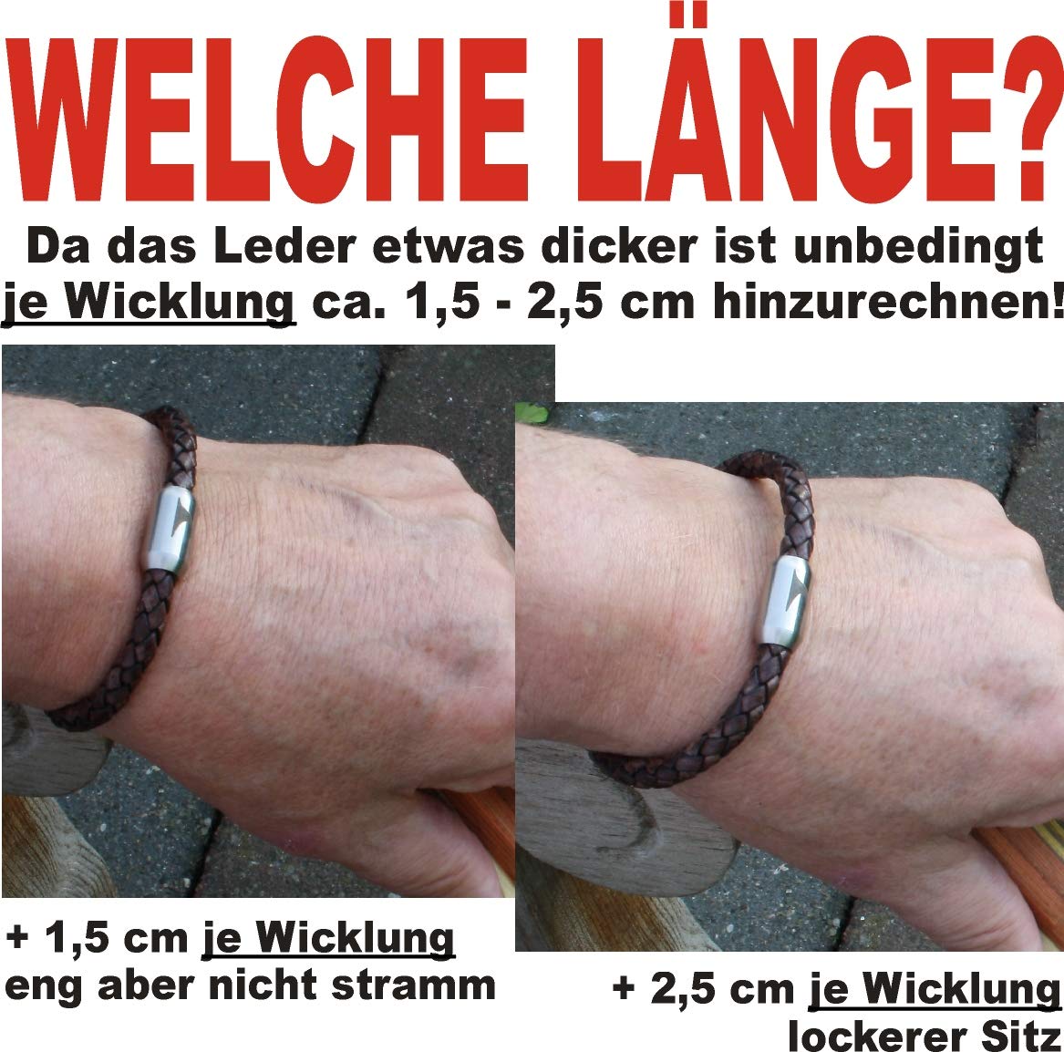 Echt Leder-Armband XO R Schwarz Männer Herren