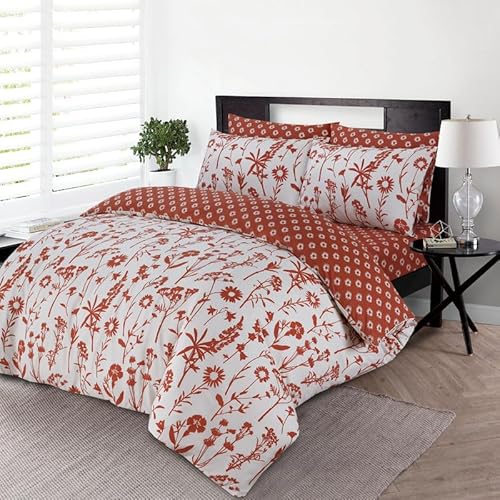 DTEX HOMES 4 Piece Bedding Set Soft Brushed Microfiber Double Duvet Cover Sets -Duvet Cover, Pillowcases and Fitted Sheet Hotel Quality Duvet Cover Set (Double-Rustic Floral)