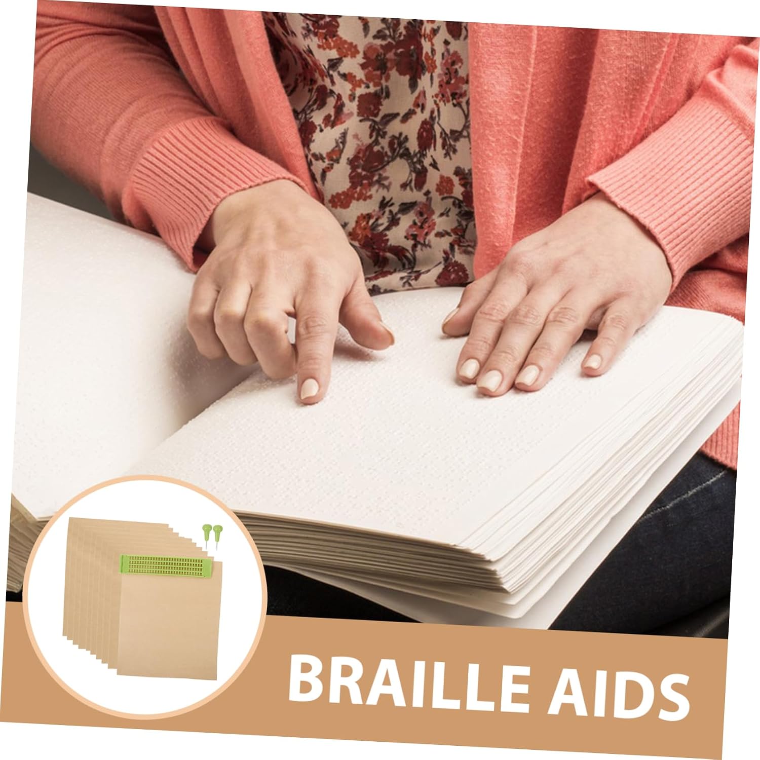 1set Plastic Braille Writing Paper Kit Lightweight and Braille Writing Board Stylus for Blind and Visually Impaired Includes Convenient for Learning and Practice
