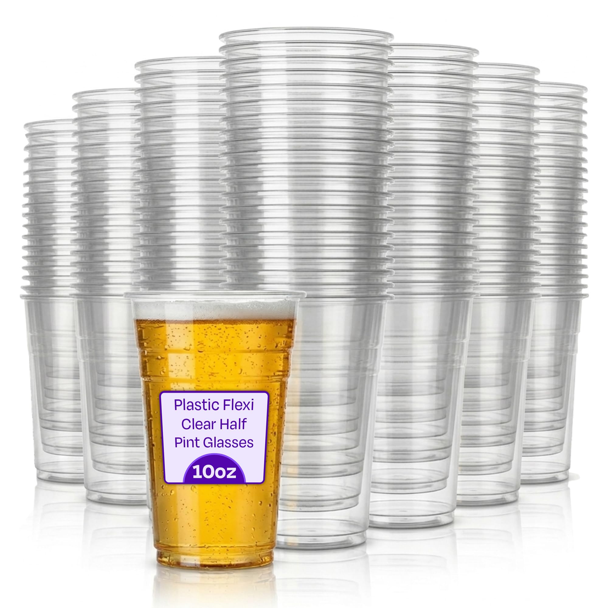 We Can Source It Ltd - 1000 x Polypropylene Plastic Flexi Clear Half Pint Glasses 10oz with CE Markings - Strong Disposable Beer Glass Tumblers for Outdoor Parties and Events