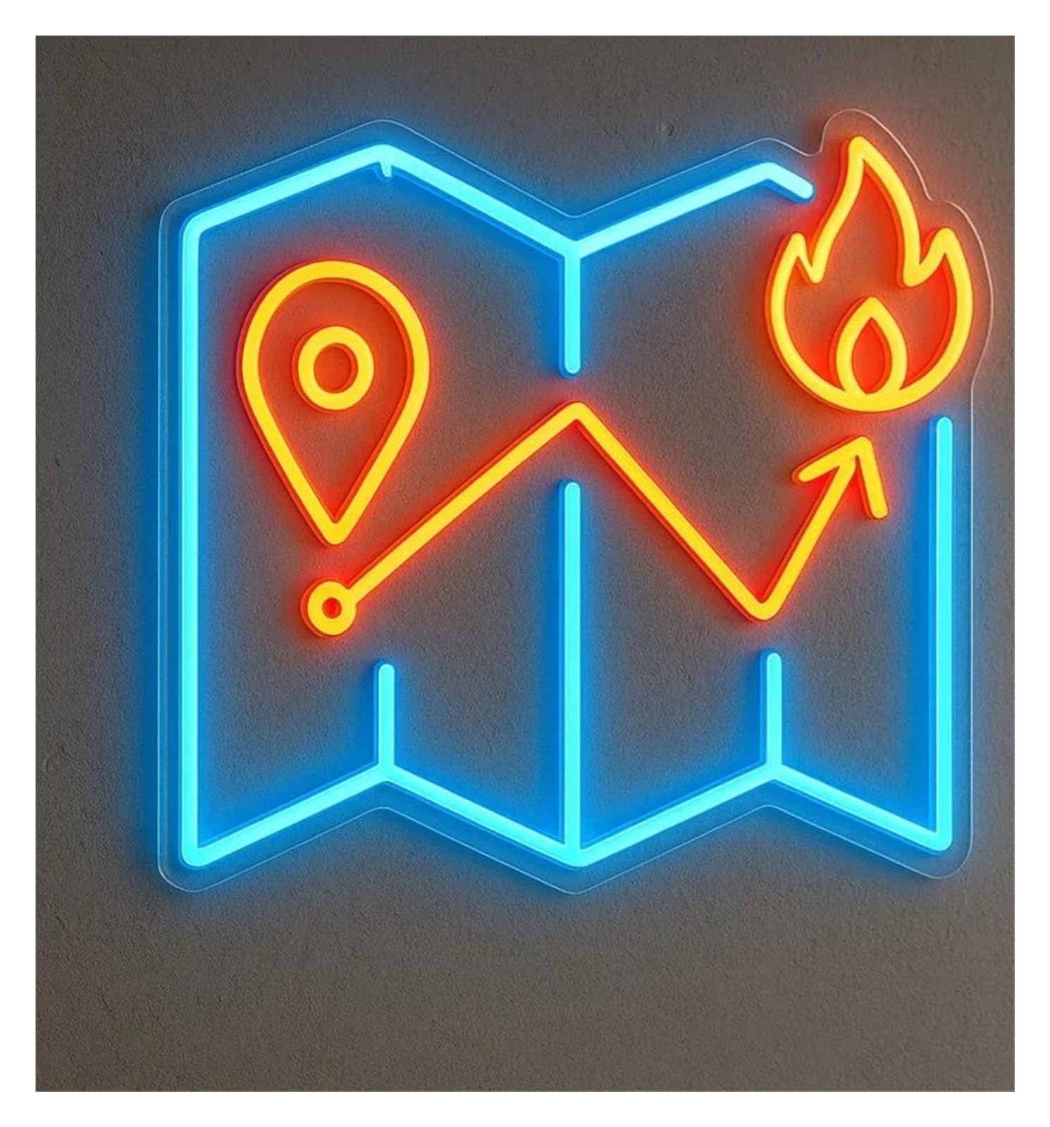 Hängende Kunst-Leuchtreklamen Kartenbuch-Neonschild. Ideale Dekoration Für Arbeitszimmer Oder Reiseliebhaber, Geographie-Fans Und Entdecker 50cm
