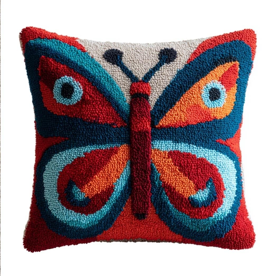 Taxpy DIY Latch Hook Pillow Kit,Butterfly 43 X 43 Cm