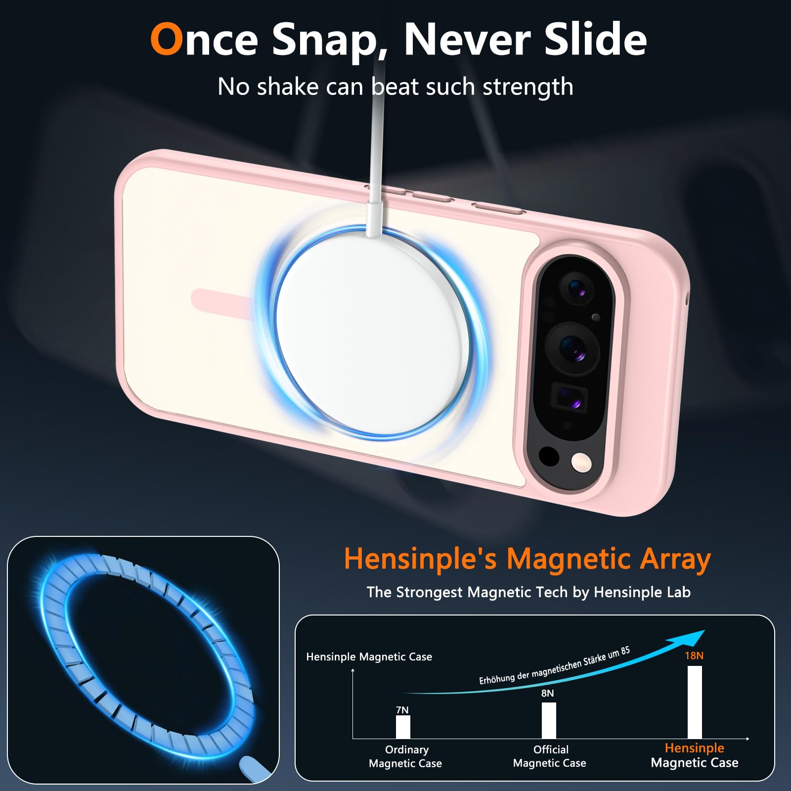 Hensinple Magnetic Case for Google Pixel 9 & 9 Pro with Tempered Glass Screen Protector - Image 3