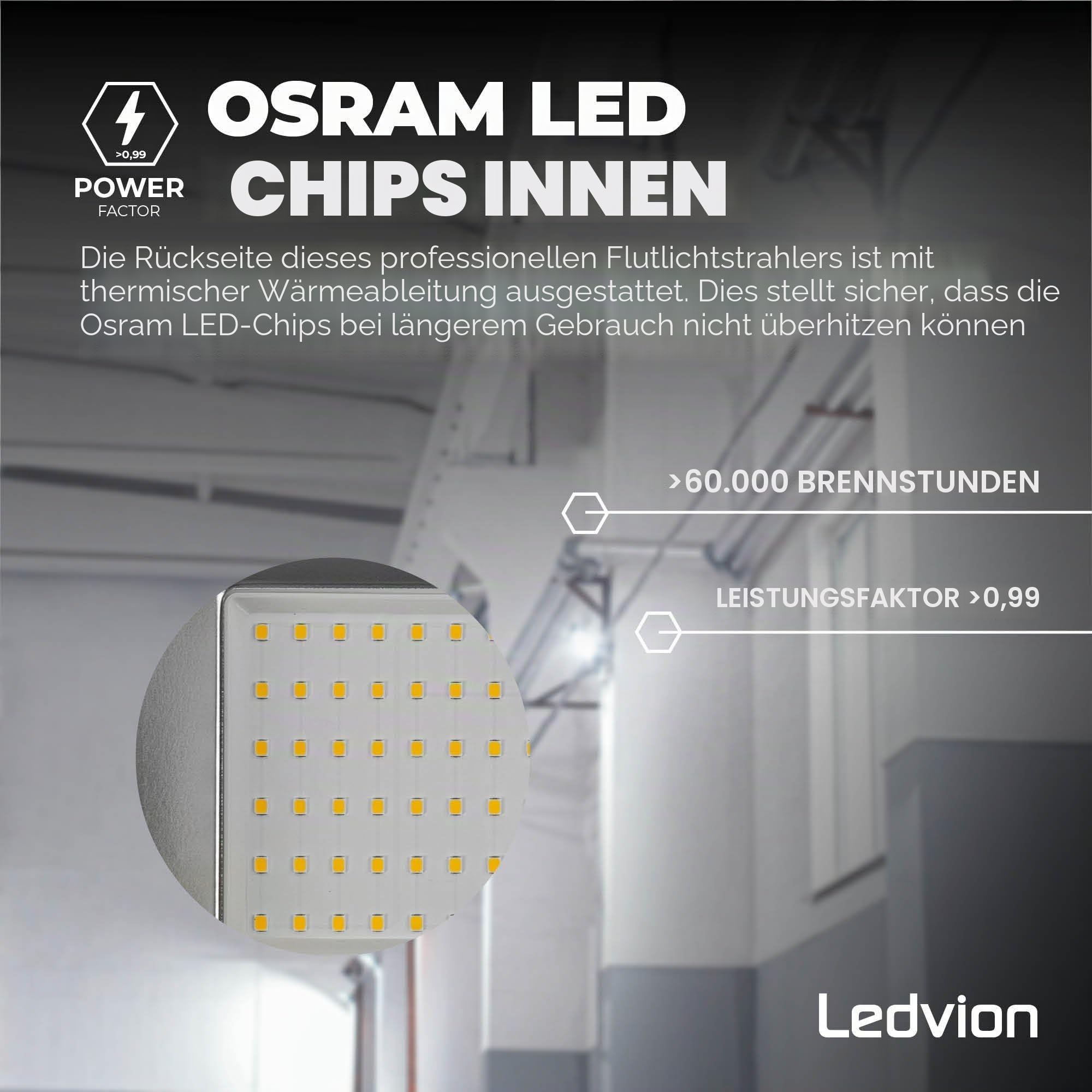 Ledvion LED Strahler mit Bewegungsmelder 150W IP44 6500K 18000lm | Reagiert automatisch auf Bewegung rund um Einfahrt Garten Hof und Fassade