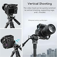 Vista 2 de SmallRig Video Head for Vertical/Horizontal Shooting, Tripod Pan Tilt Fluid Head with Telescopic Handle and Switchable QR Plate for Arca, Max Load