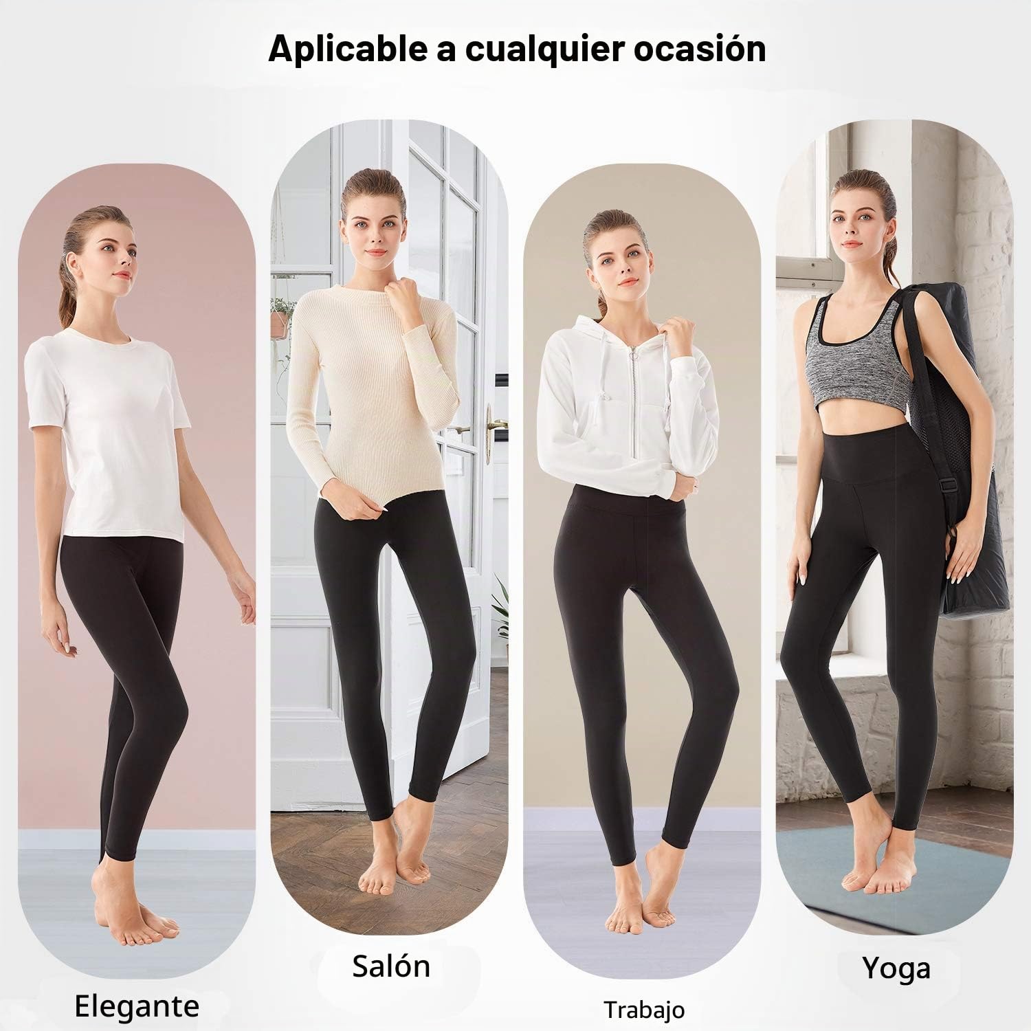 SINOPHANT Mallas Deporte Mujer de Cintura Alta, Leggins de Control de Abdomen Opacas, Elásticas, Leggings Mujer Vestir, Suaves como la Mantequilla
