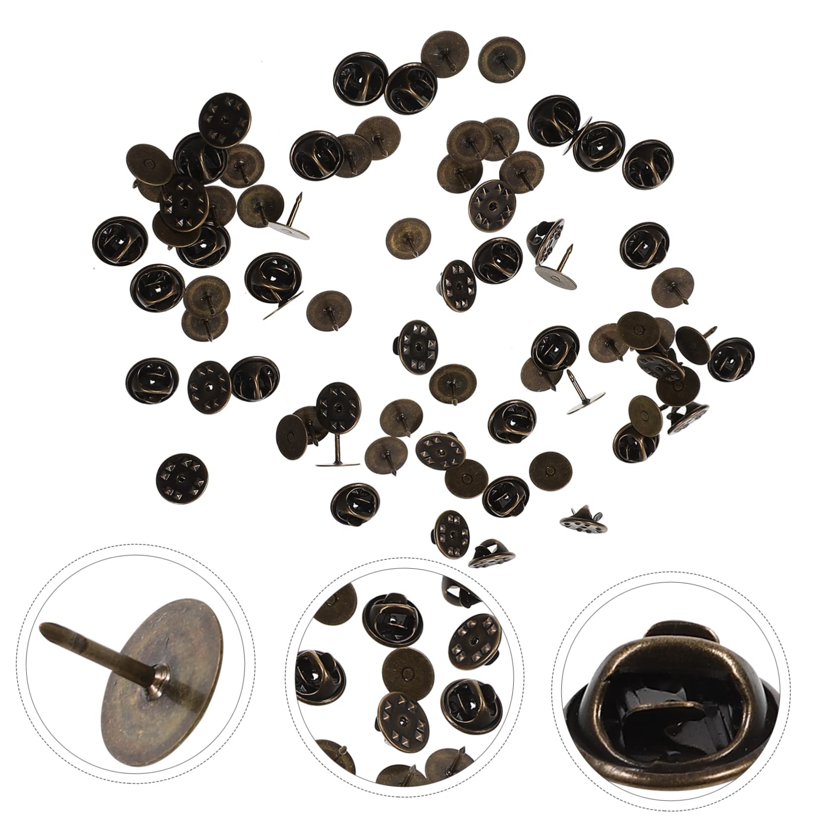 Homoyoyo Bronze Lapel Pin Backs Enamel Pin Replacement Tack for DIY Brooch Collar 50 Sets